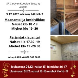 2.12.2025 alkaen olevat sauna-ajat
